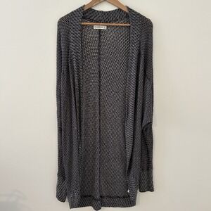 Abercrombie‎ And Fitch Womens Open Cardigan Black White Woven Medium